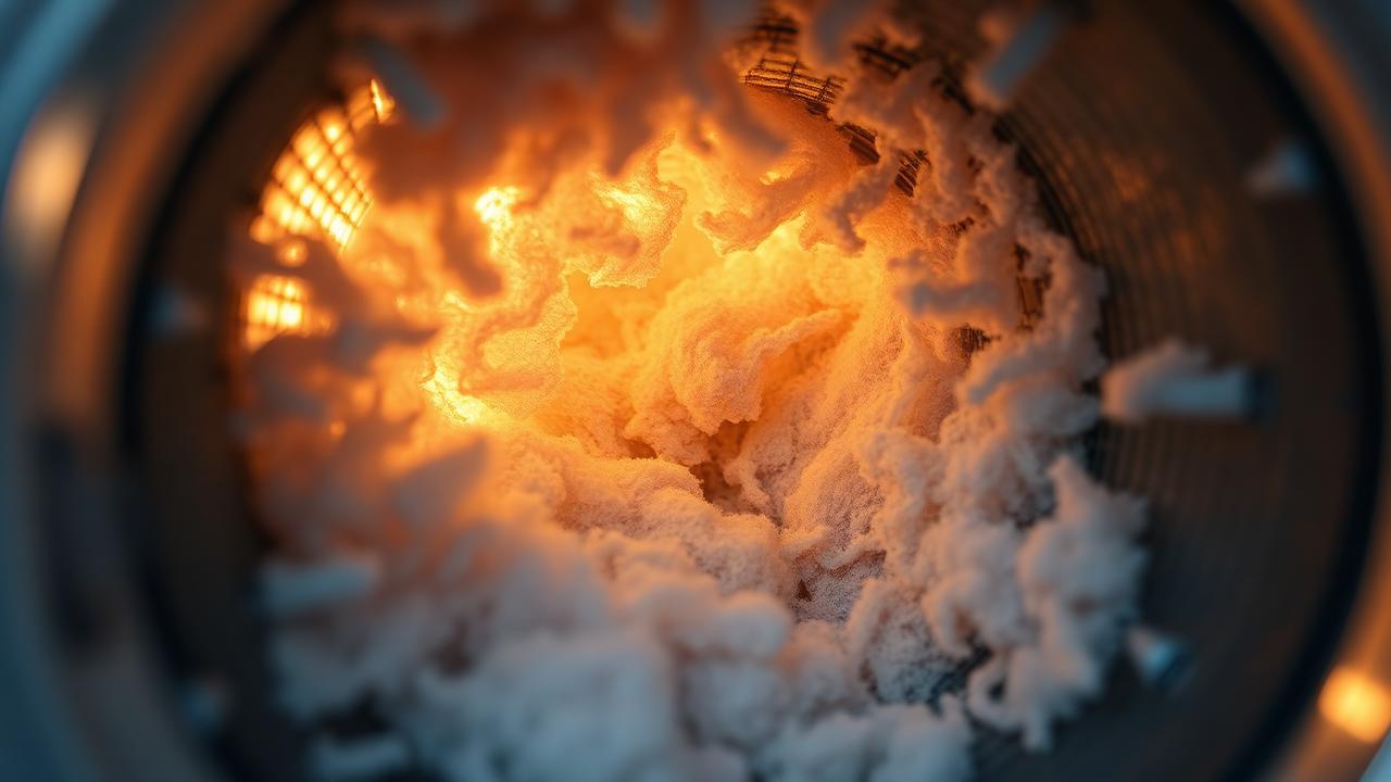 Lint buildup pulled from a residential dryer vent
